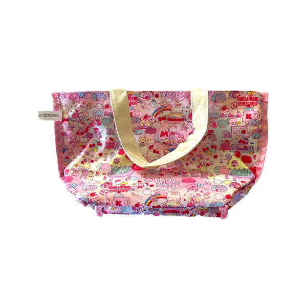 Hello Kitty Canvas Fabric Small Tote, Meet Hello Kitty's World, 7"x 5"x 3", Lined AND REVERSIBLE