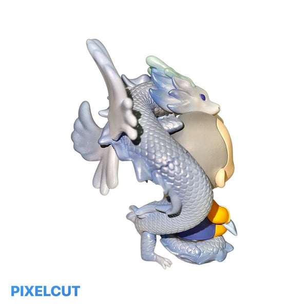 Little Zen Monk #11 Silver Dragon, By Bejing Pop Mart,  3"- 4" Tall, Vinyl Resin Blind Box Figurine