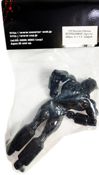 CCP "Character Contents Production" 2002 Boxed Set of: Warsman and BuffaloMan, 2 Black Vinyl Figures and a Medium Black T-Shirt Made By Monster