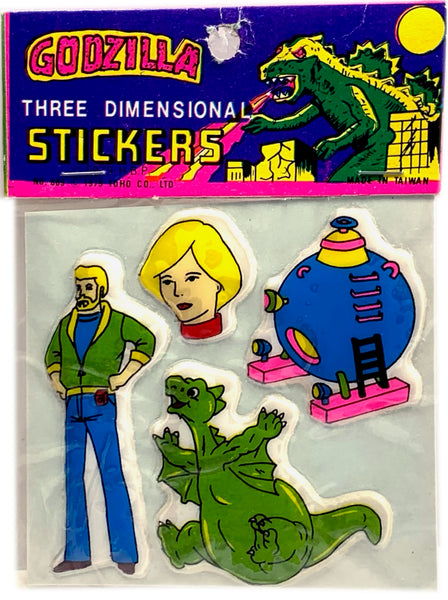 Godzilla Three Dimensional (puffy) Stickers 1979!!! Vintage-Almost Antique