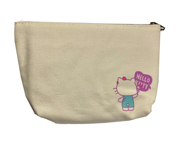 Hello Kitty Canvas Fabric Pouch, Meet Hello Kitty's World, 7"x 5"x 3", Lined