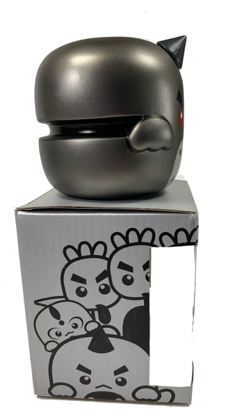 KUSOPON KAIJU FC, Fighting Championship, Designer toy, Silver/Graphite vinyl Kaiju in a Box, 3" tall, 3" wide