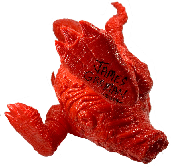 ROTTEN REX by James Groman, Signed in 2019, Unpainted, Red Vinyl, 12+" Tall - Out of Production.