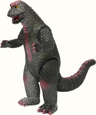 *Gigabrain Godzilla 68 Clear Black Vinyl, New in Bag w/Header, 9" Tall - Fins on Back GID - Glow in the dark - Metallic Red/wine On Front