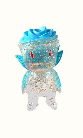 Catherine's Rose Vampire, Clear with Silver Glitter and Blue Sprays, Small Size