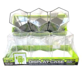 Hexagon Display cases set of 3 BLACK OR WHITE base (6 sided) collectible