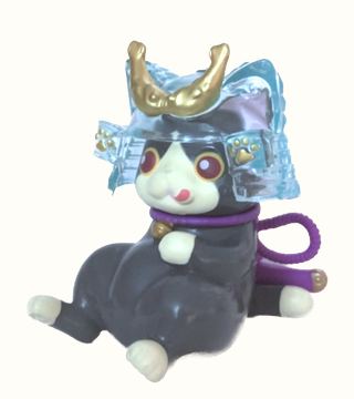 *Samurai Cat tongue out gray/white collectible