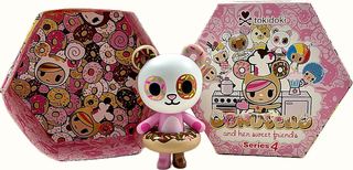 TokiDoki Donutella and her SweetFriends Gift Box, Donut Bear, Vinyl Mini Figure, 4" Tall collectible