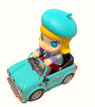 Molly in Her 8" DieCast Convertible Sports Car, With Opening Doors and Hood, in a Box That Is Also Her Garage, Big Size