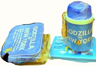 *Godzilla Vintage Mister Donut NYC 1998, Picnic, Mat, Thermos, Bento, Basket, Lunch Tote collectible