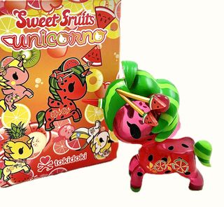 TokiDoki Unicorno, Watermelon, with Box, Stylized Vinyl Mini Figure, 3" Tall collectible