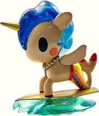 TokiDoki Mermicorno Surfer, No Box, Stylized Vinyl Mini Figure, 3" Tall