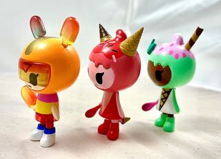 TokiDoki 3 Ice Cream Girls, with Box, Stylized Vinyl Mini Figure, 3" Tall collectible