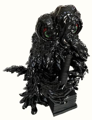 *Hedorah Inhaling Smokestack Pollution, CCP, New, Gloss Black Vinyl, Red & Green Eyes, 9" Tall collectible