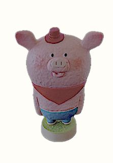 "Animal Friends" Series,  Singles - Pink Pig - 2.5" Tall - Looks Like Hand-Carved Wood collectible