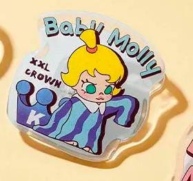 Baby Molly BIG Clip, XXL CROWN, Clear Acrylic With Tiny Silver Glitter, 3"x3", Holds Many Papers collectible