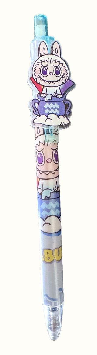 Labubu #3 Click Top, Fine Point, Black Ink, Gel Pen For Fine Writing Or Sketching. Labubu is Aquarius. collectible