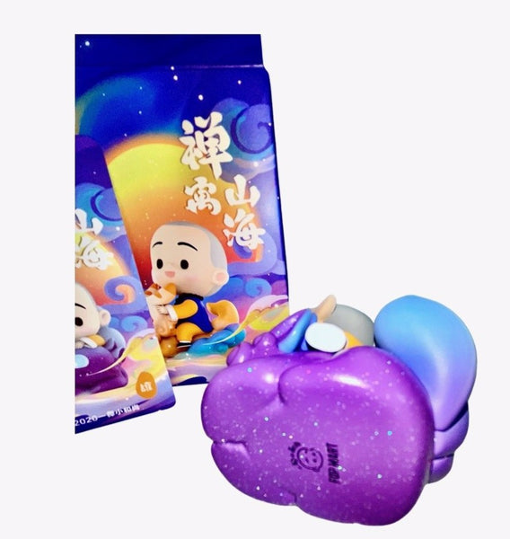 Little Zen Monk #3, Glittery Purple Ride, By Bejing Pop Mart,  3"- 4" Tall, Vinyl Resin Blind Box Figurine
