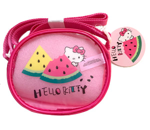 Hello Kitty Clear, Watermelon Decorated Shoulder Bag, Made of Thick, Soft Plastic and Nylon, 6"x 5"