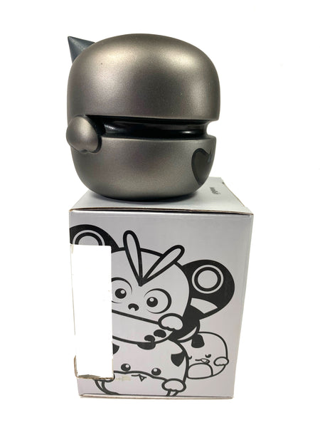 KUSOPON KAIJU FC, Fighting Championship, Designer toy, Silver/Graphite vinyl Kaiju in a Box, 3" tall, 3" wide