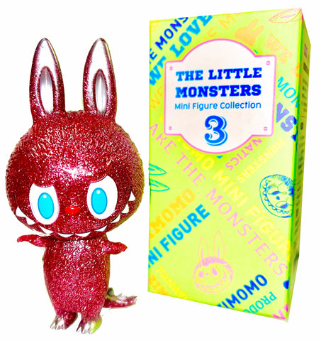 Labubu/Zimomo, The Little Monsters Series 3, Open Blind Box Red w/Glitter Vinyl Mini Figure, 3" Tall