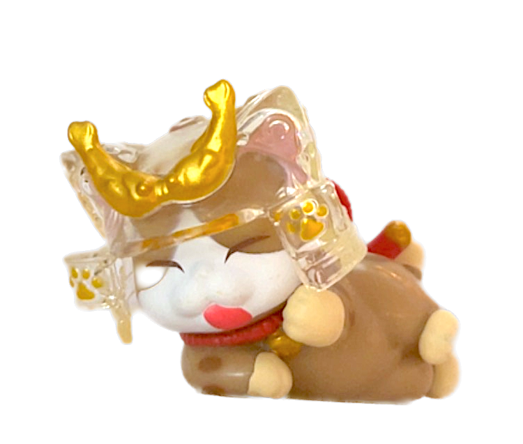 *Samurai Cat Tan With Stripes, Eyes Closed Tongue Out
