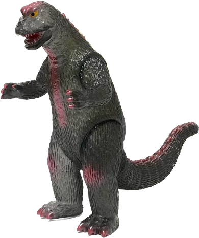 *Gigabrain Godzilla 68 Clear Black Vinyl, New in Bag w/Header, 9" Tall - Fins on Back GID - Glow in the dark - Metallic Red/wine On Front