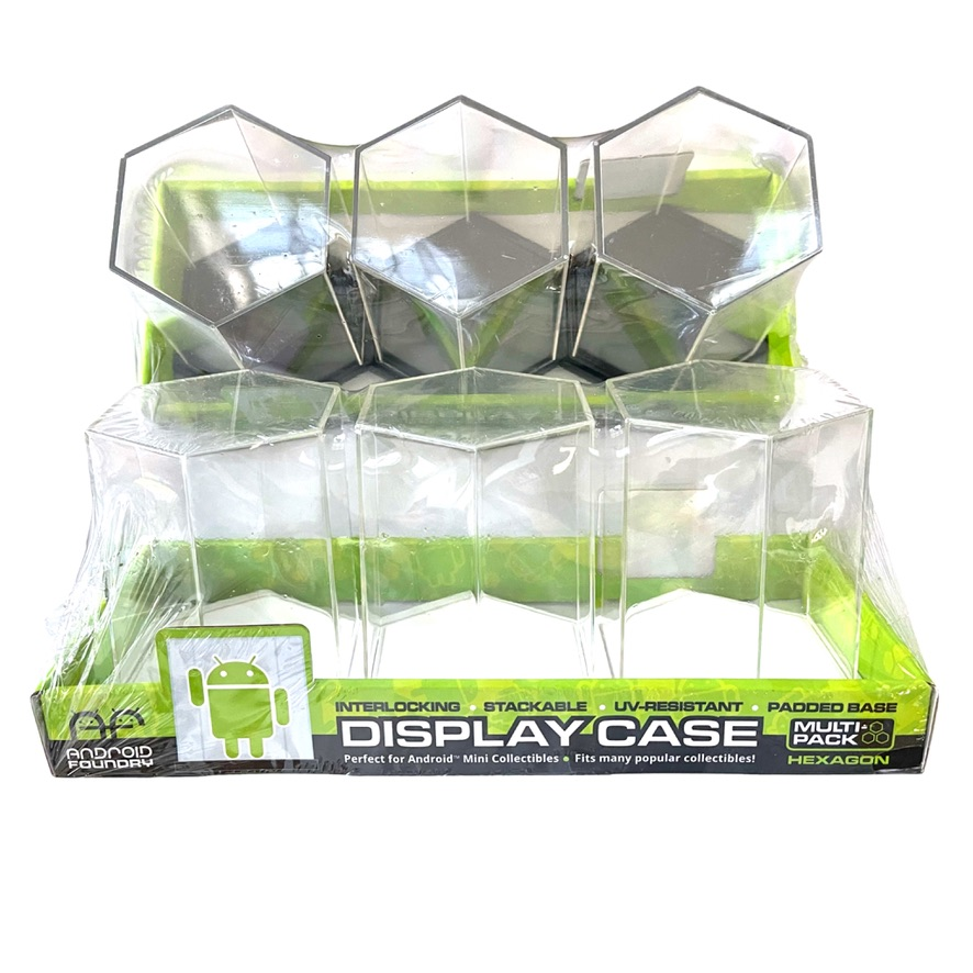 Hexagon Display cases set of 3 BLACK OR WHITE base (6 sided)
