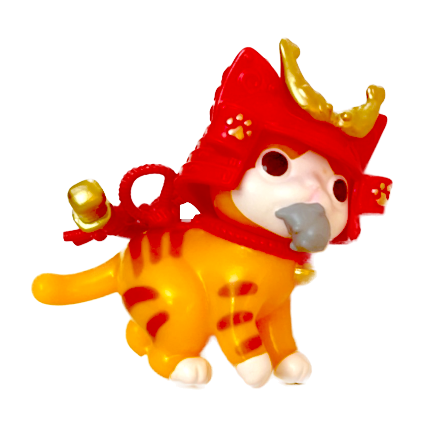 *Samurai Cat, mouse in mouth, stripped tabby