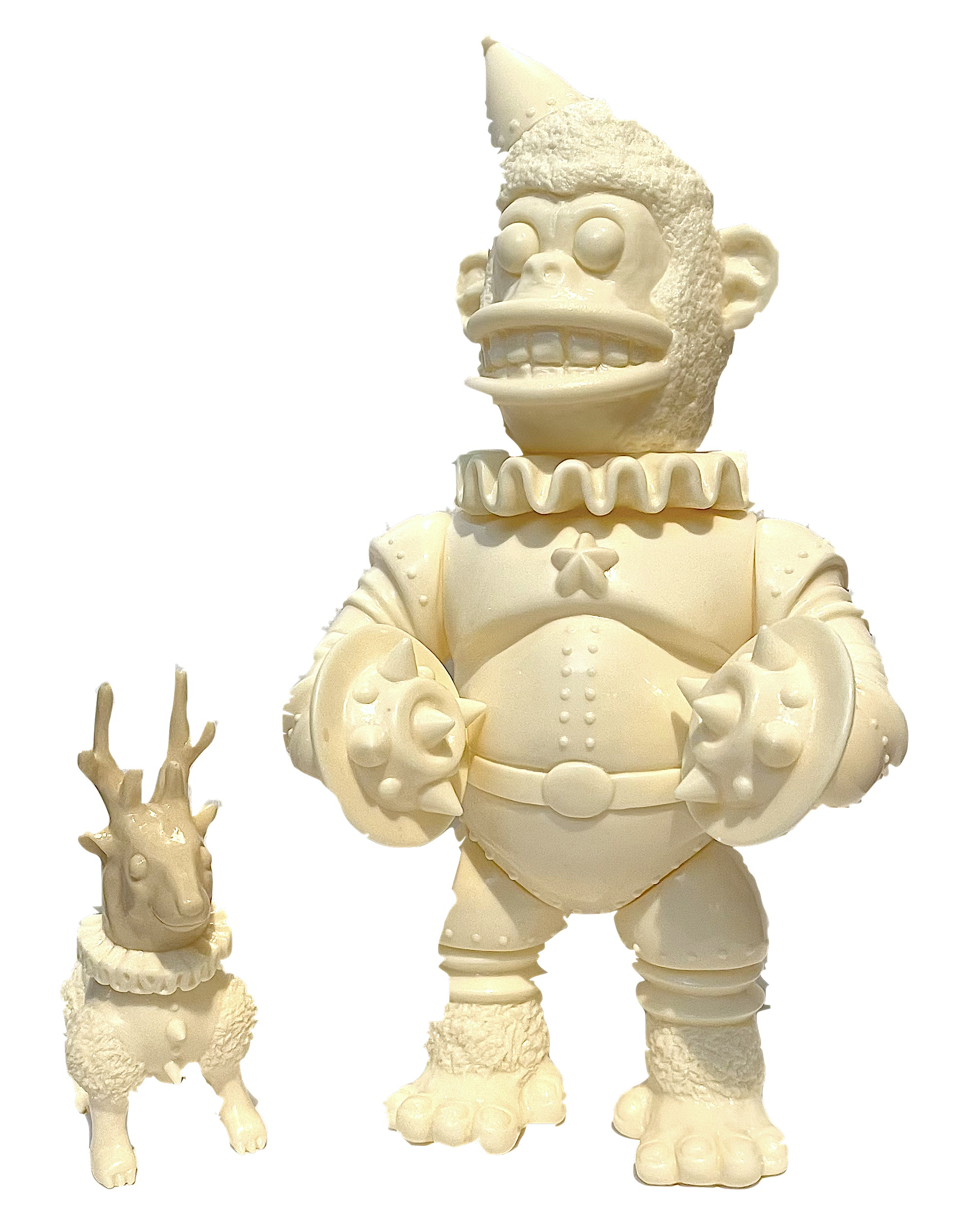 *KiKake Soft Vinyl Circus Monkey, Full Size 9" & Pet Dog/Deer Unpainted Mini, Box Included