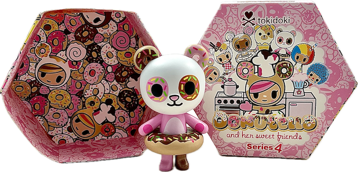 TokiDoki Donutella and her SweetFriends Gift Box, Donut Bear, Vinyl Mini Figure, 4" Tall