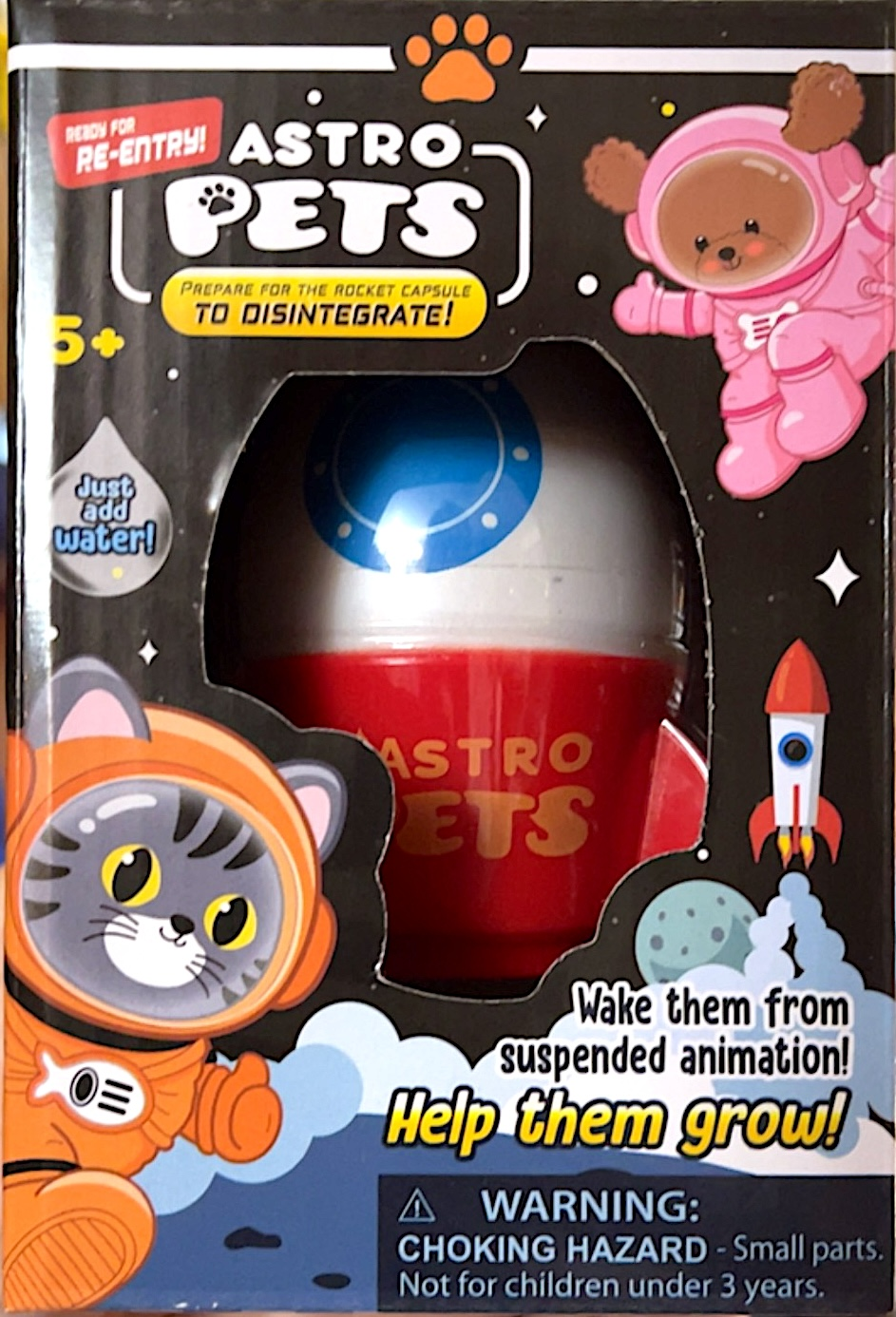 *Astro Pet grows in water to Be Twice the Size of the Rocket