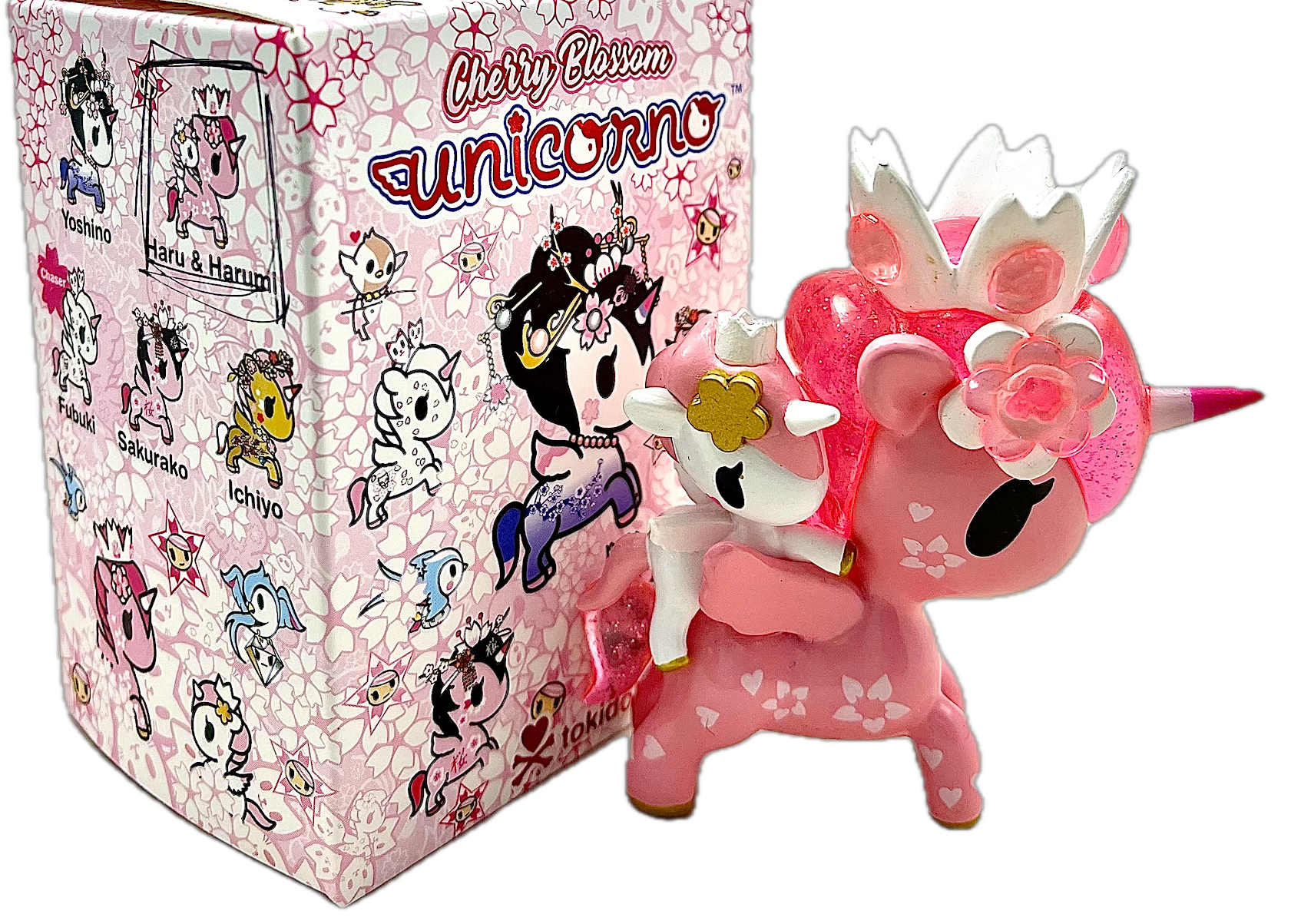 TokiDoki Unicorno, Cherry Blossom, Haru and Harum, with Box, Stylized Vinyl Mini Figure, 3" Tall