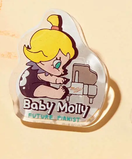 Baby Molly BIG Clip, FUTURE PIANIST, Clear Acrylic With Tiny Silver Glitter, 3"x3", Holds Many Papers