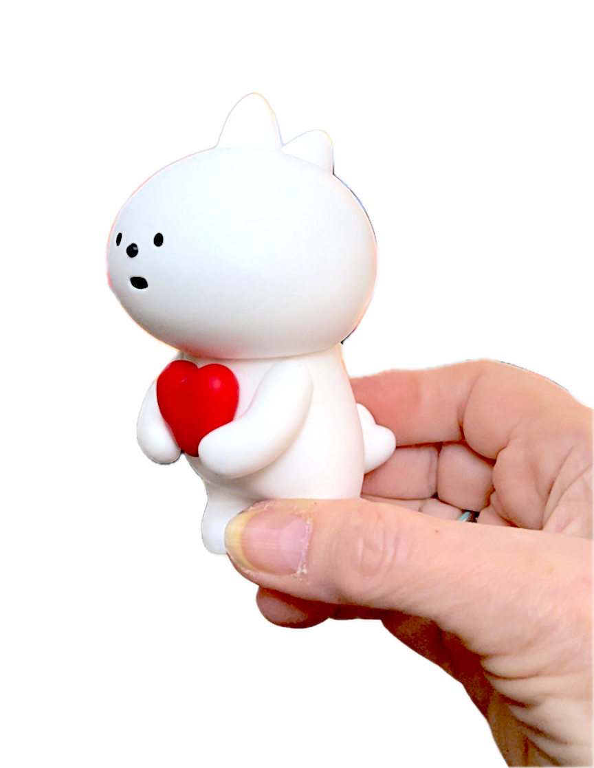 Fluffy House Dino holding heart - white