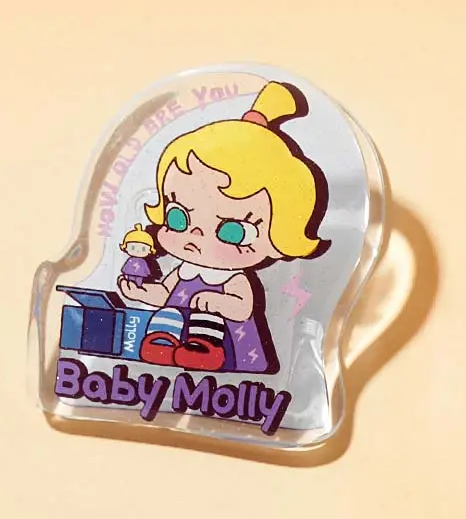 Baby Molly BIG Clip, HOW OLD ARE YOU?, Clear Thick Acrylic With Tiny Silver Glitter, 3"x3", Holds Many Papers