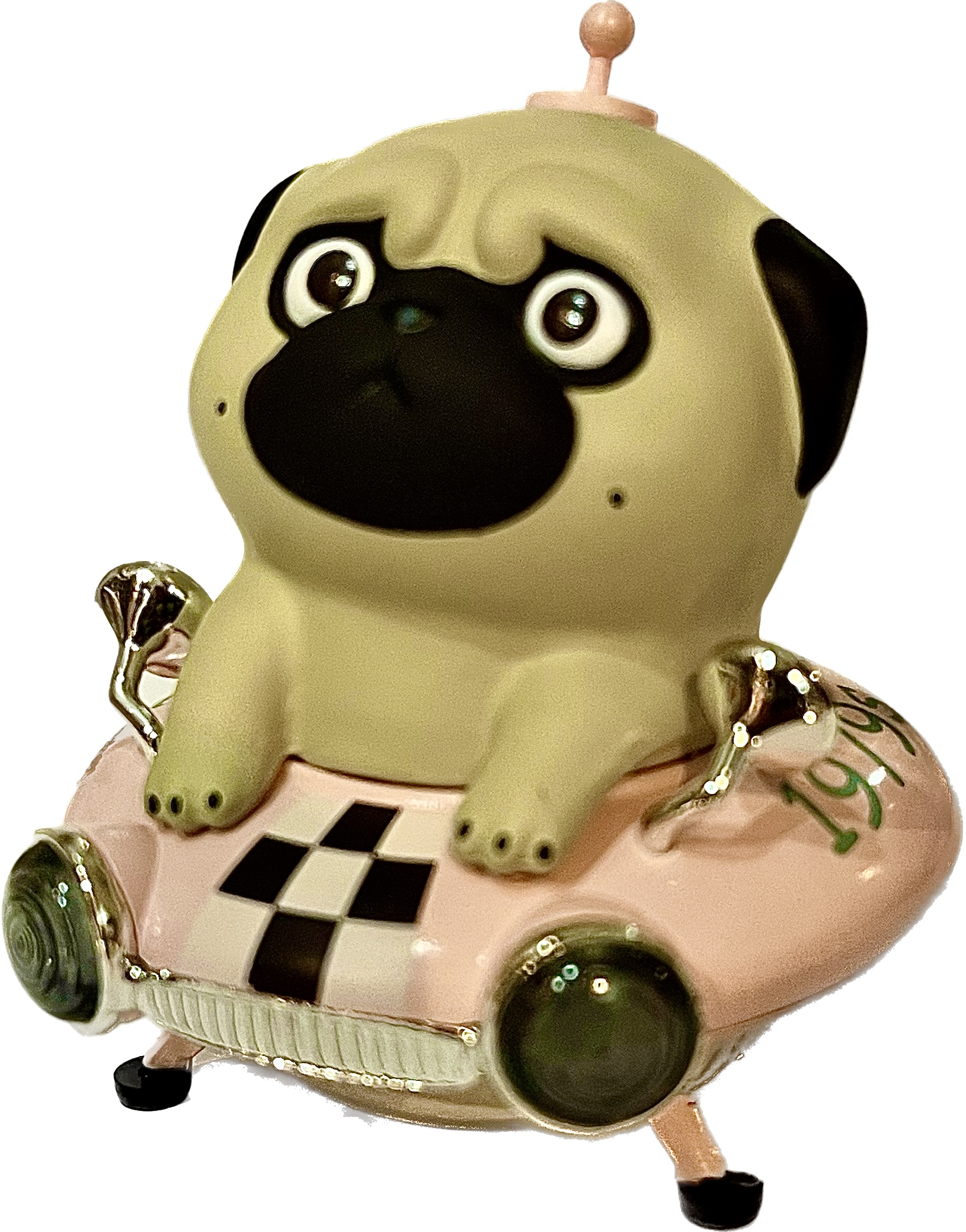 *BAZAHEY (DOG) & Wuhuang (cat), Roaming the Galaxy!  PUG Flying Saucer - by 52Toys