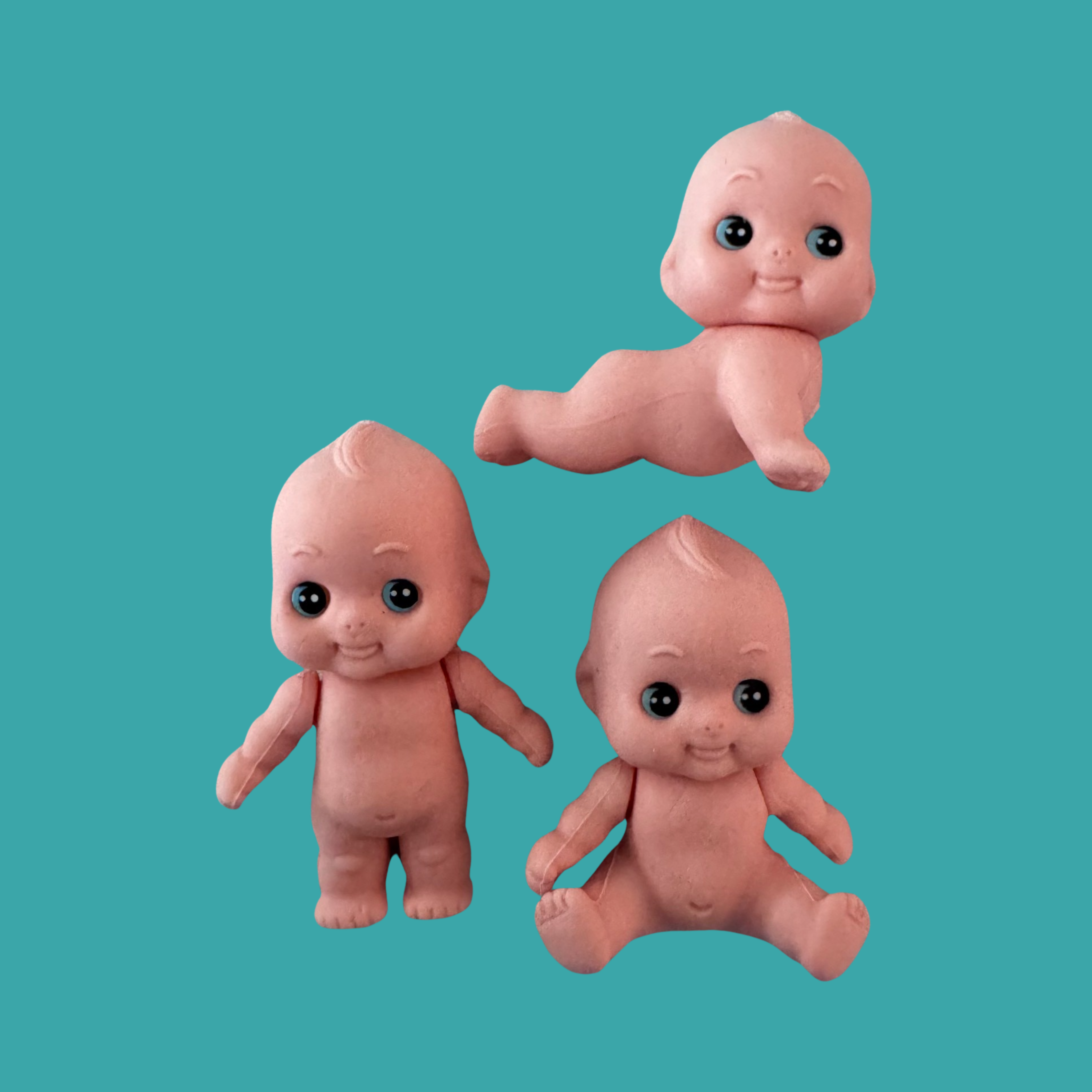 QPs Set of 3 (Kewpies) Very Tiny Cuties, Gashapon Size, One Inch Tall
