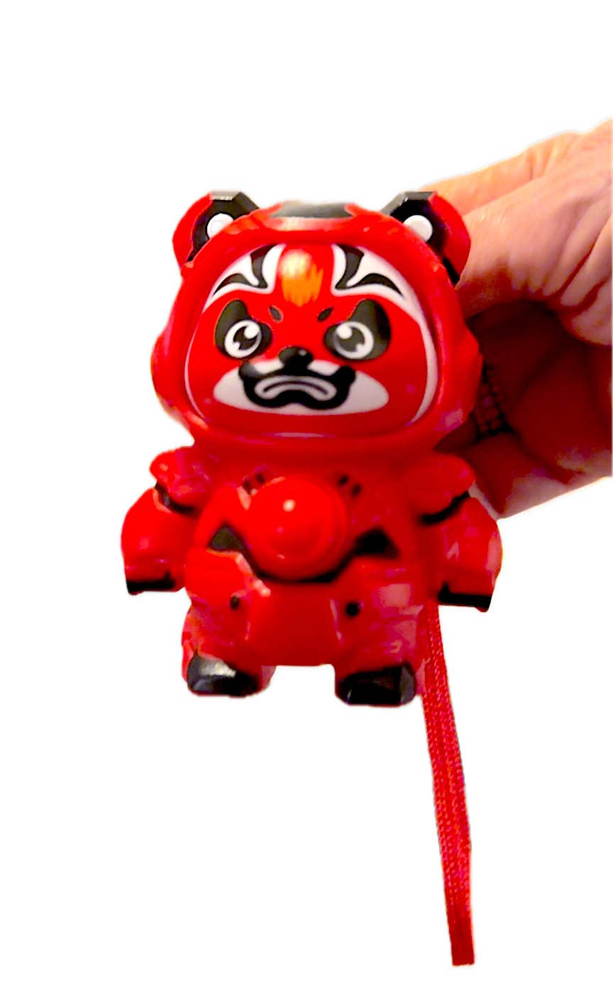Panda Crazy Face, Pink, 4" KeyChain, Pushbutton Face, Changes to 3 Different Faces