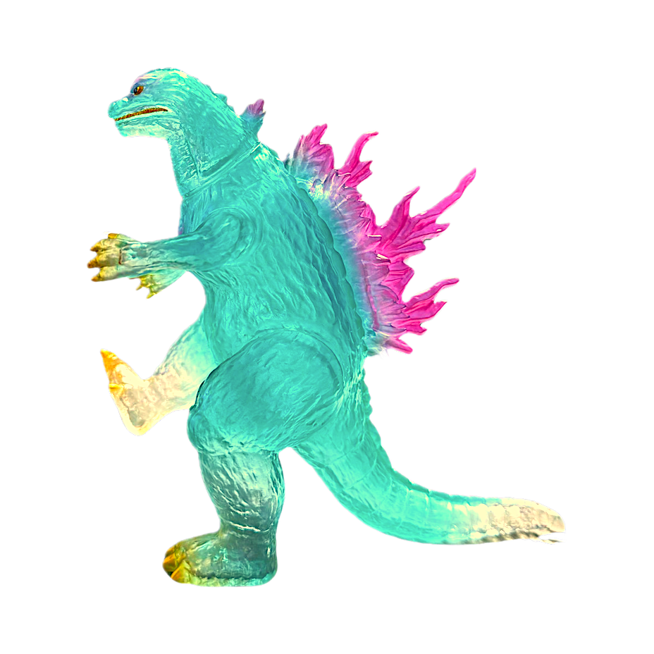 *CCP GODZILLA 2000, Millennium, 1999 Release in Japan, MID-SIZE, 7th Edition, 5.25" Tall, Bagged With Header, Beach Green on Clear Vinyl