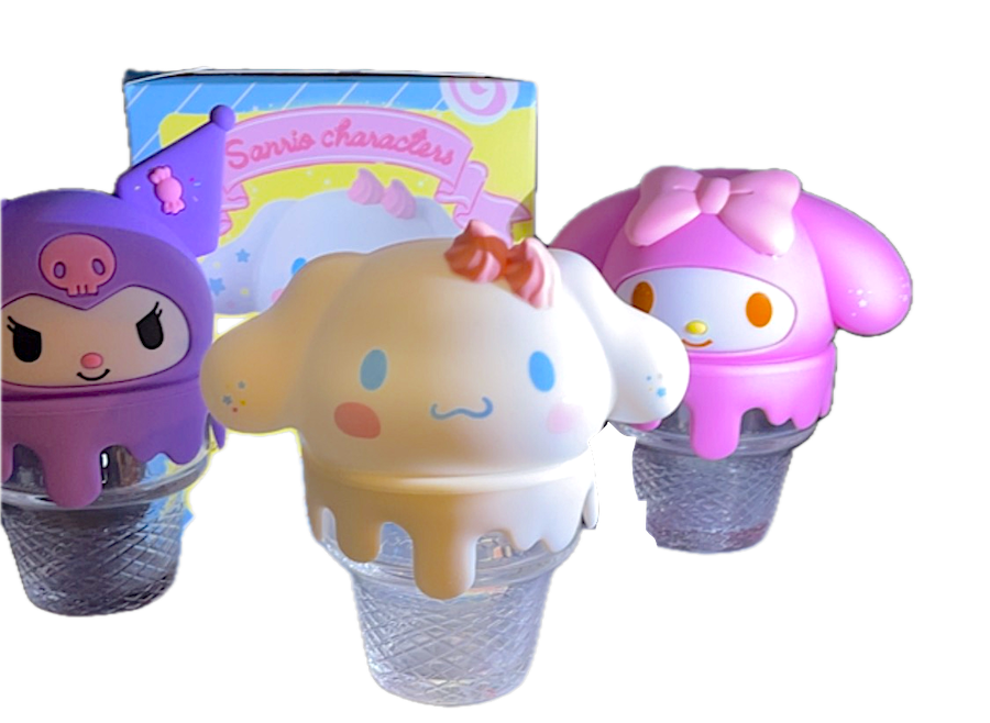 Kuromi Cup, Silicon Head on a Glass Cup Shaped Like an Ice Cream Cone