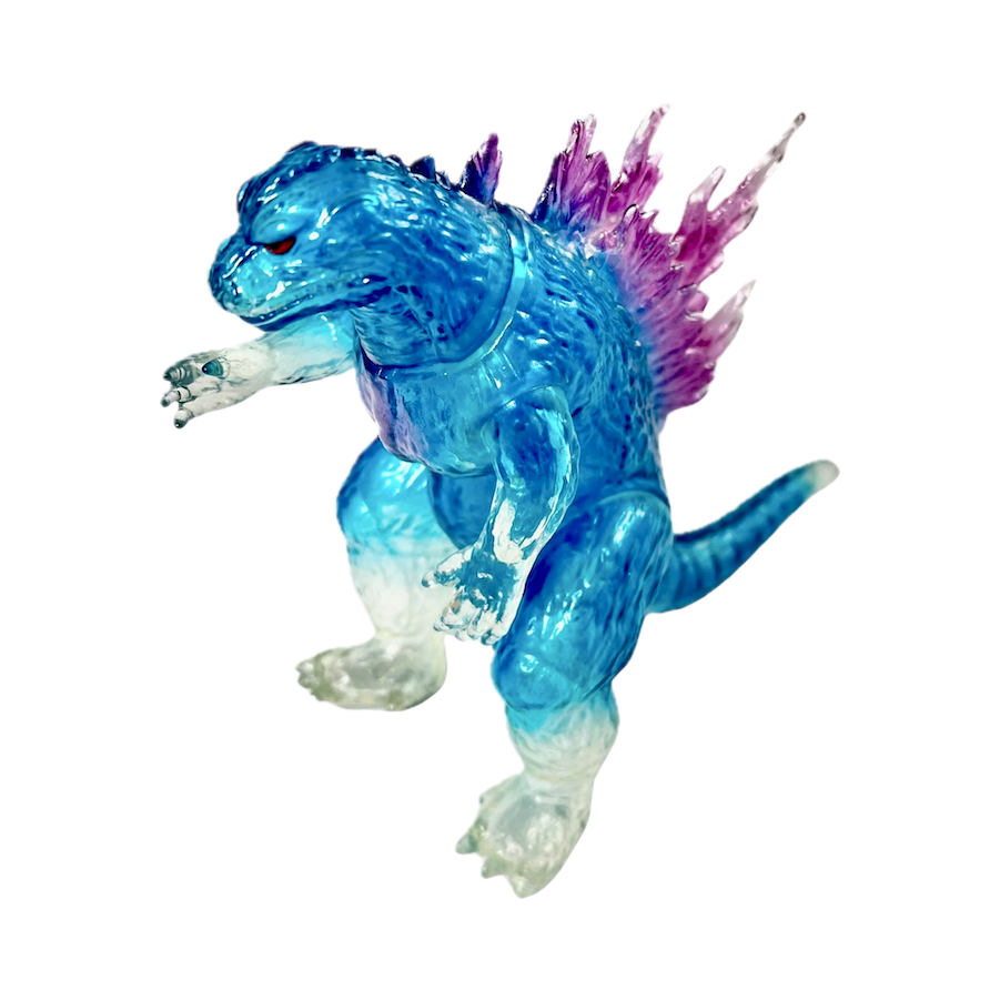 *CCP GODZILLA vs. Megaguirus, 2000 Release in Japan, 2001 USA, MID-SIZE, 8th Edition, 5.25" Tall, Bagged With Header, Clear Vinyl, Blue & Magenta