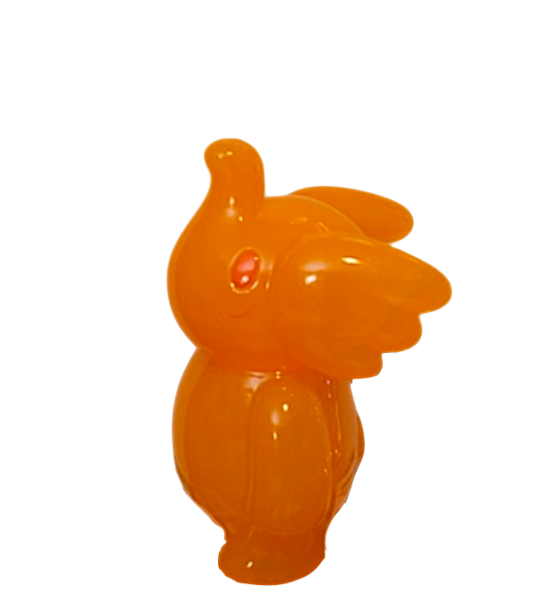 *Elfie by Unbox, In Somewhat Translucent Orange Soft Vinyl , 4" Tall, Lonely and Alone