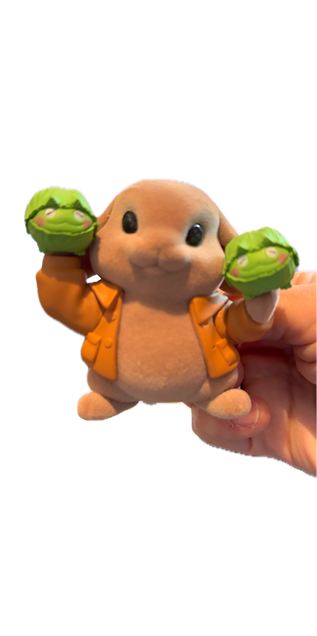 Peter Rabbit Series, Flocked Benjamin Bunny with Cabbage Babies
